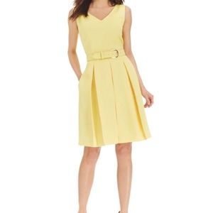 Tahari  Yellow Belted Dress
